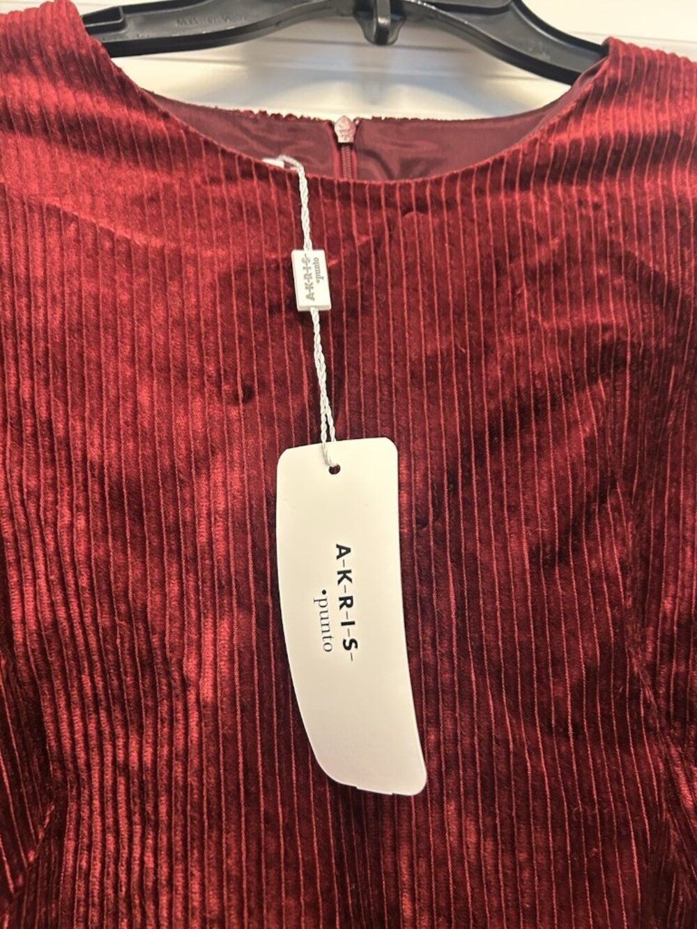 Akris Punto Red Corduroy Puff Sleeve Dress Womens 12 NWT Holiday $1290 Valentine - Picture 4 of 15